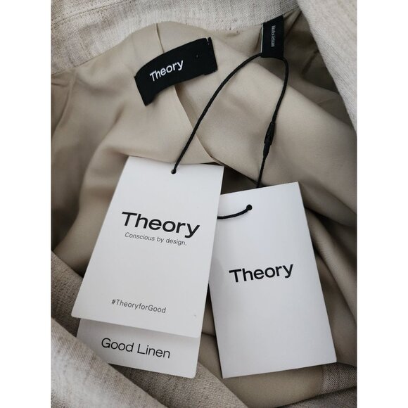 Theory NWT Oat Melange Linen Double Breasted Blazer Jacket 14 - Picture 6 of 9